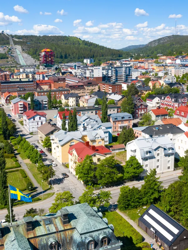 flygbild över örnsköldsvik stad